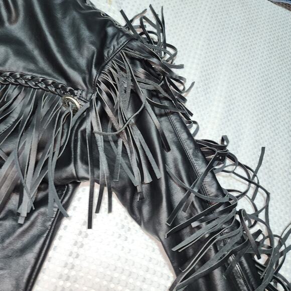 PARK V EUC WOMEN'S SIZE 14 VINTAGE MOTORCYCLE FRINGE BIKER JACKET COAT - Picture 7 of 12